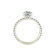 Bague diamant naturel coussin et diamants naturels ronds 1.00 carat or blanc Sofia